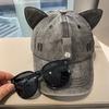 New Cat Ears Sunglasses Baseball Cap Y2K Cotton Washed Pilot Snapback Caps Gorras Women And Men Outdoor Sunshade Sun Hats Unisex
