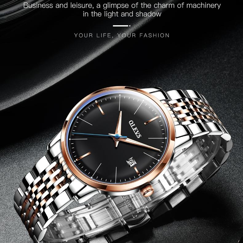 OLEVS Брендовые автоматические механические часы, модные водонепроницаемые мужские часы со стальным ремешком, мужские часы