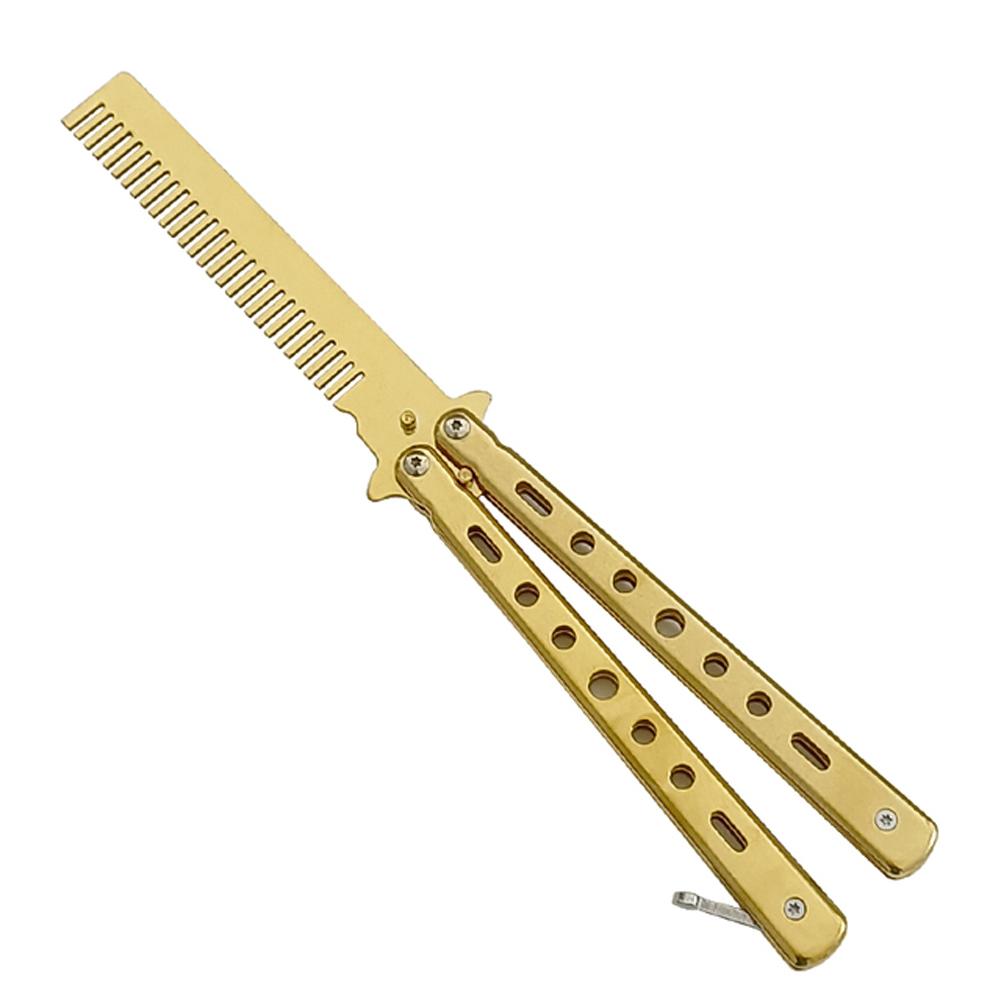 Расческа для волос из нержавеющей стали, складная расческа-бабочка, тренировочная металлическая расческа для начинающих, мужские аксессуары для укладки волос с маслом, инструмент