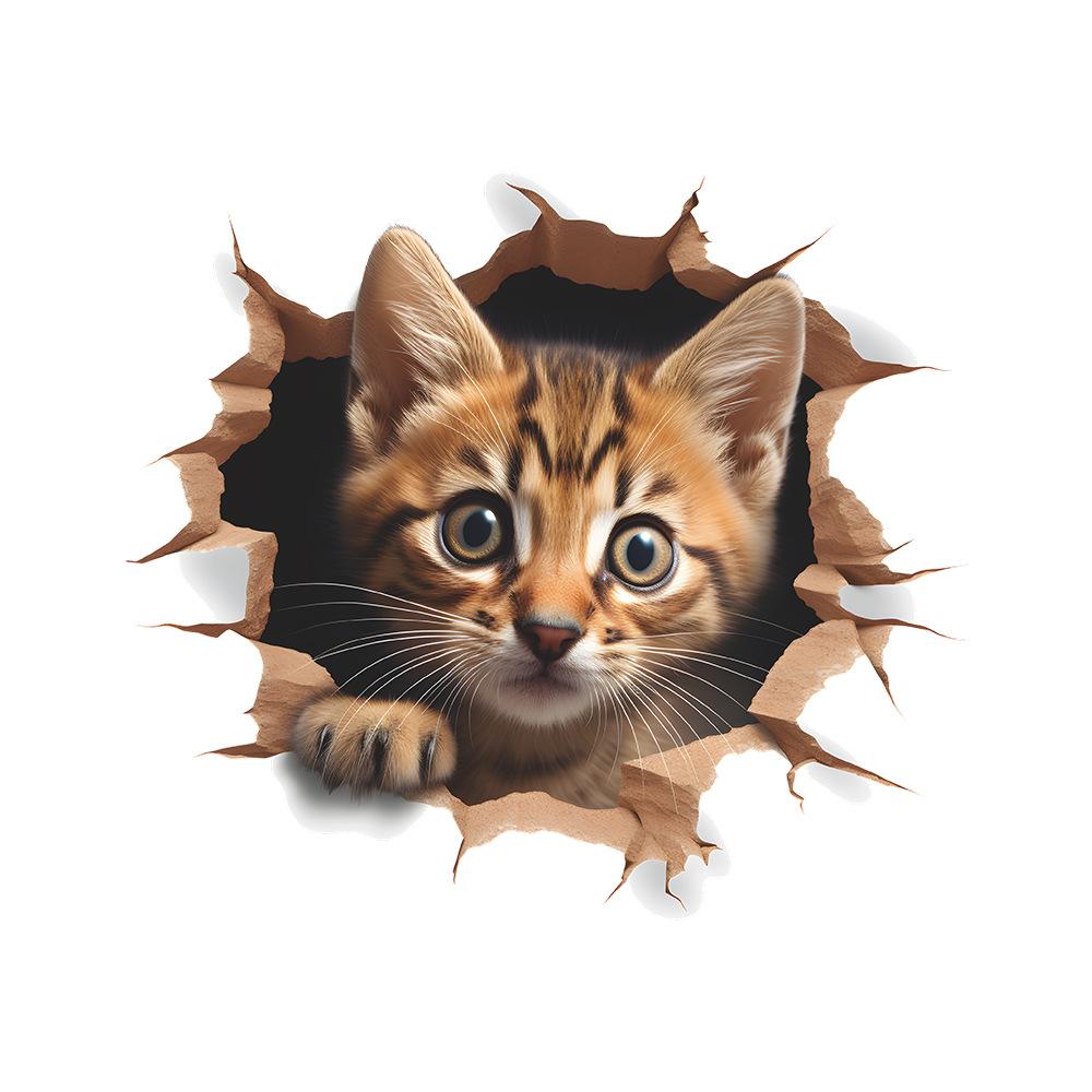 Мультфильм милый милый сломанный настенный кот спальня гостиная двери и окна украшение дома настенные наклейки