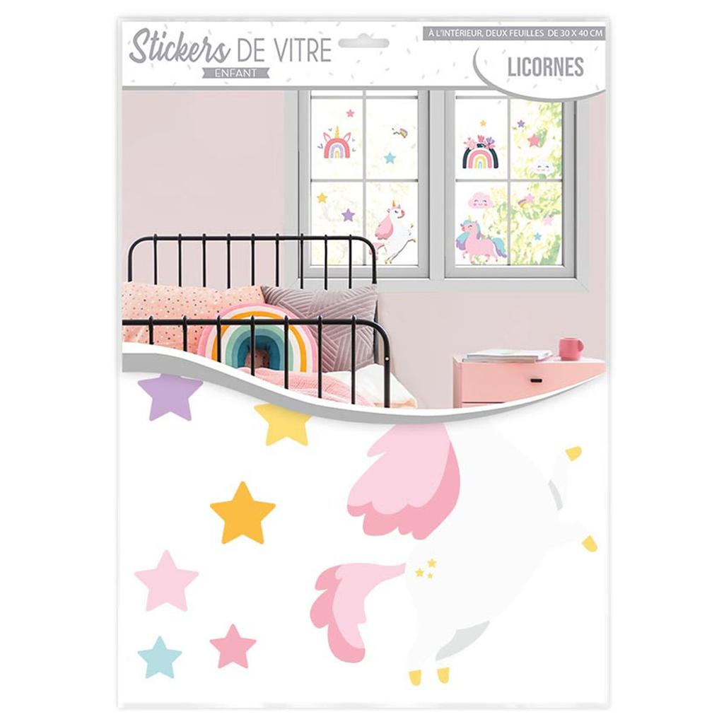 Les Trésors De Lily [A2896] — Разноцветные наклейки на окно «Единорог, мой единорог» — 40x30 см (2 штуки)