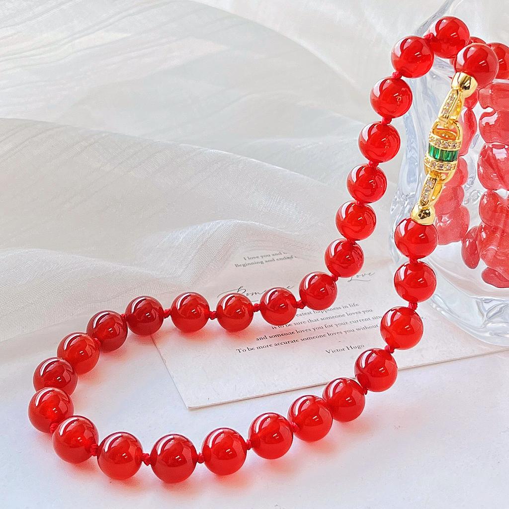 7A Style Retro Natural High Quality Pigeon Blood Red Carnelian Agate Design Sense Clavicle Chain Necklace Fidelity