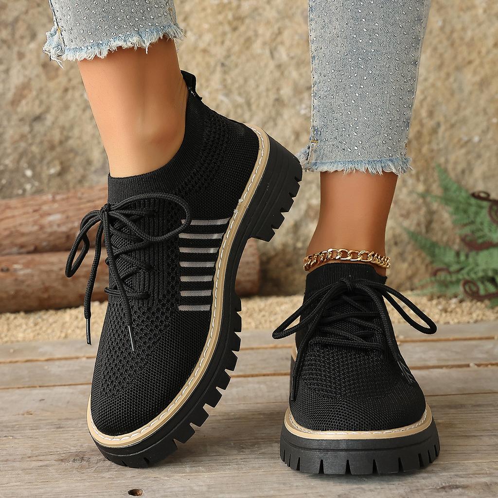 Plus Size Shoes for Women 36-43 Summer Spring 2026 Women Mesh Breathable Comfortable Lace Up Platform Flats Sneakers Women