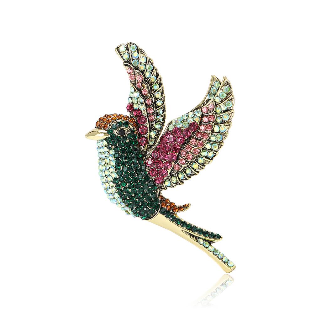 Брошь в виде птицы из высококачественного сплава со стразами, тяжелая промышленность, изысканный женский костюм, кардиган, корсаж, ювелирное украшение, булавка