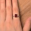 Womens Ring 925 Sterling Silver Band with Rectangle Cut Natural Red Garnet Gemstone For Engagement,Anniversary & Wedding Wear Ring