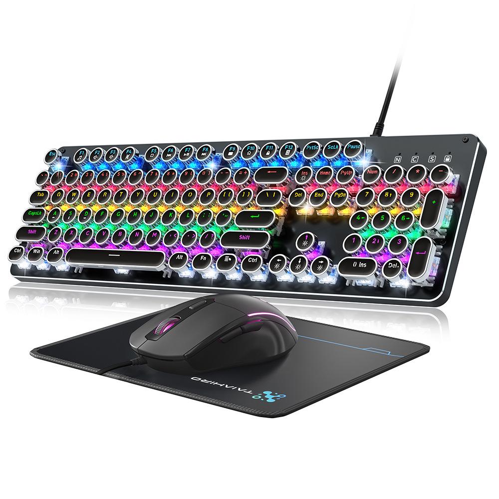 Механическая клавиатура с RGB-подсветкой и игровой набор мыши для офиса и игр