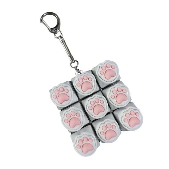 Cat Paw Keyboard Fidget Toy 9-in-1 LED Light-up Keyboard Keychain Decompression Button Finger Clicker Toy Work Travel Stress Relief Desk
