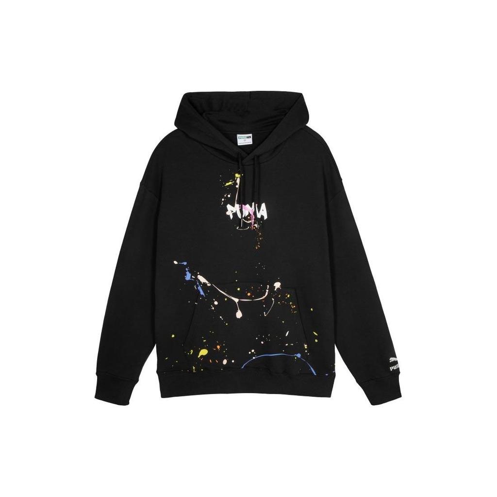 Puma Classics Ftp Hoodie With Creative Print Unisex Hoodies Black 625830-01