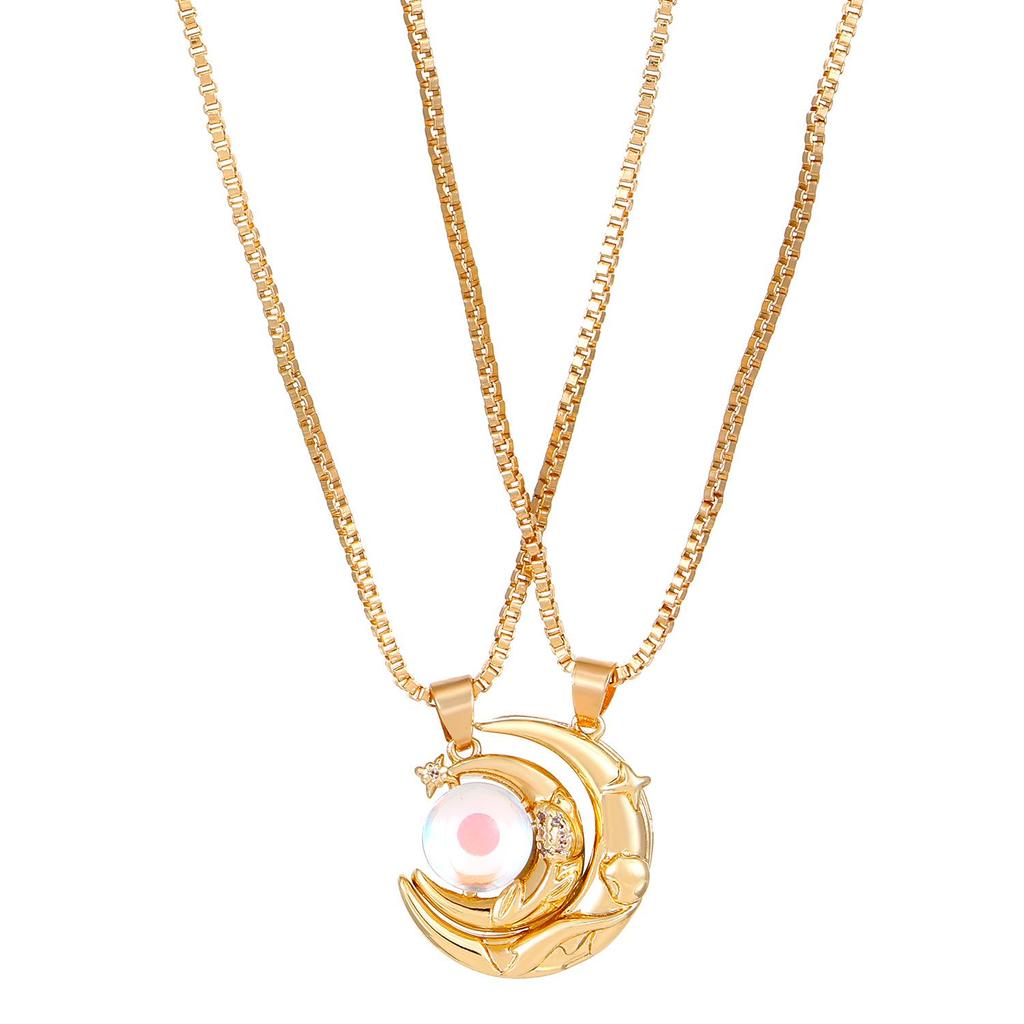 Магнитное ожерелье для пары «Солнце и Луна» – Кулон с проекцией на 100 языках