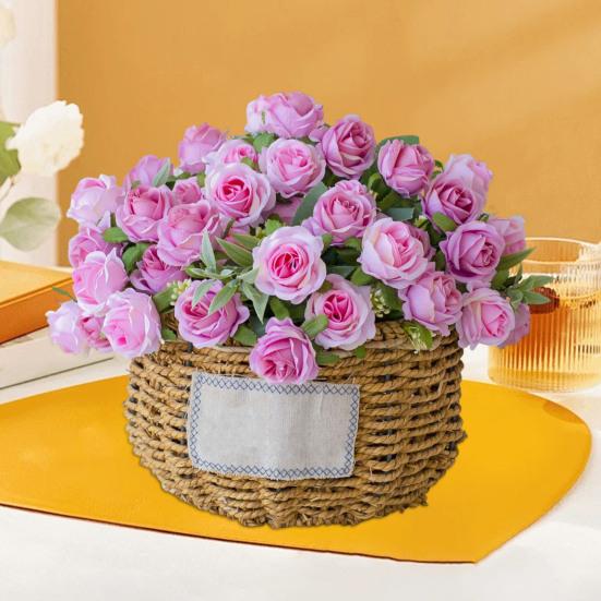 Artificial Rose Flower Branch with Stem Realistic Reusable Wedding Party Bridal Bouquet Floral Arrangement Faux