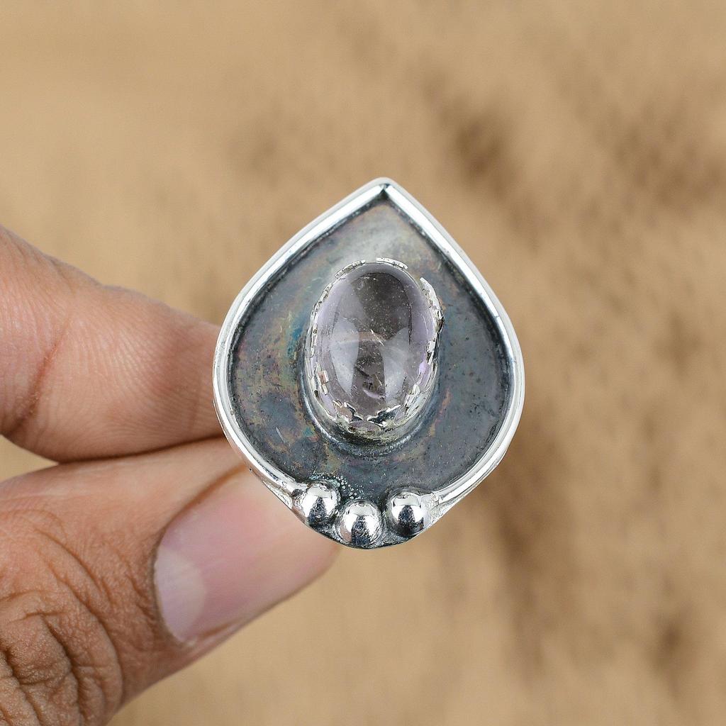 Mothers day Deal African Amethyst Gemstone Sterling Silver Promise Ring Jewelry
