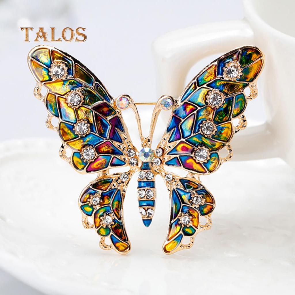 Бабочка Кристалл Камень Красочная Металлическая Нагрудная Брошь Булавка Модные Ювелирные Изделия Женский Подарок