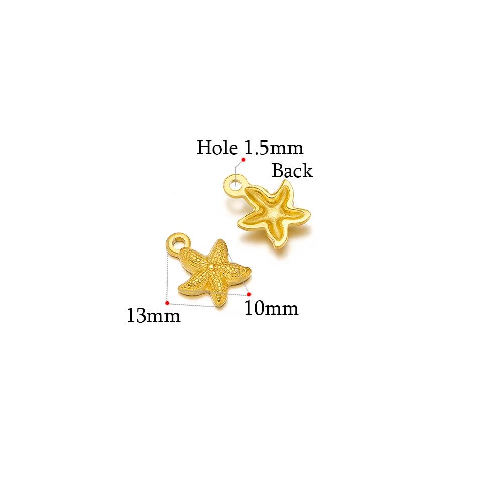 5pcs Gold Starfish Shell Charms for DIY Jewelry Accessories Stainless Steel Necklace Pendant Bracelets Findings Earrings Making