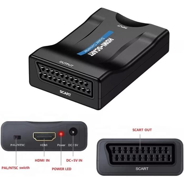 Adaptateur HDMI PeritelConvertisseur HDMI vers PéritelEntrée HDMI Sortie Péritel Vidéo Composite et Audio Stéréo HDCompatible [189]