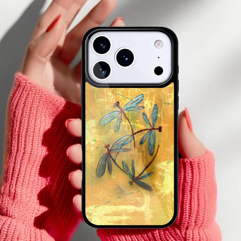 Чехол для телефона с узором «Стрекоза» для iPhone 17 16 15 14 13 Pro Max Задняя крышка для 12 11 Pro Coque
