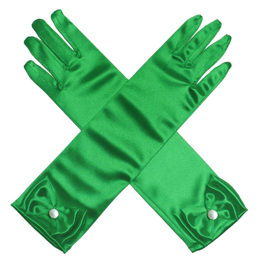 Satin Sequins Stage Gloves Children Long Gloves Full Finger Mittens Princess Skirt Accessories