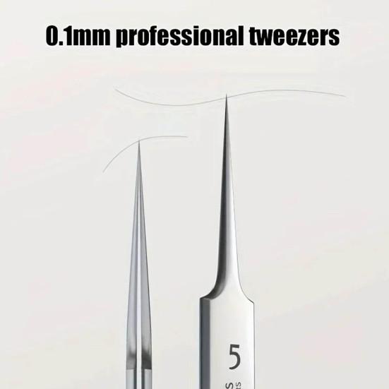Очень тонкий Нет. 5 пинцетов из нержавеющей стали для удаления угрей и черных точек для ухода за кожей, экстрактор черных точек с 10-кратным увеличительным стеклом, щадящий инструмент для удаления угрей