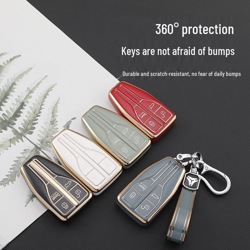 Elegant Hongqi HS5/HS7/H5/H9/E-HS9 Key Case with Buckle – Premium Protective Shell for Men and Women