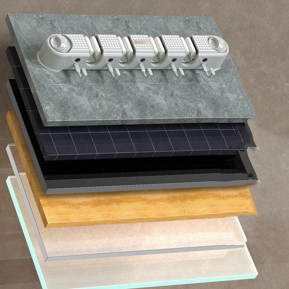 Non Punching Mop Clip Rack Plastic Broom Mop Holder Multifunctional Broom Hanger for Home