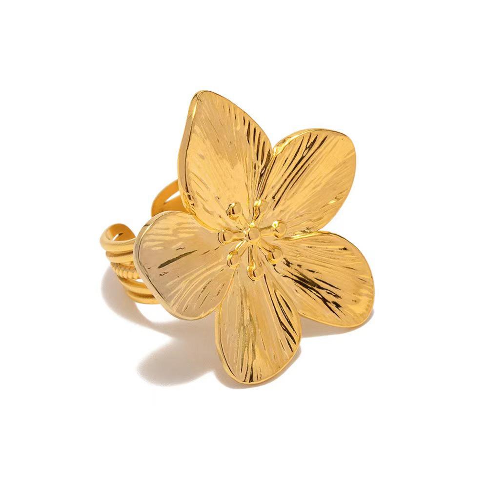 New Stainless Steel Flower Ring For Women Simple Temperament Party Fashion Trendy Charm Waterproof Jewelry