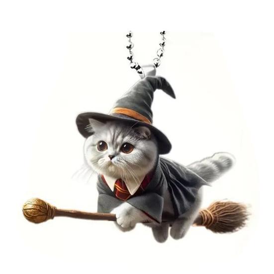 Halloween Wizard Cat Hanging Decoration Home Indoor Christmas Tree Car Rearview Mirror 2D