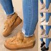 Новые осенне-зимние замшевые плюшевые с плоской подошвой ботинки-дутики на одной педали, теплые и нескользящие, пушистые женские плюшевые толстые хлопковые туфли