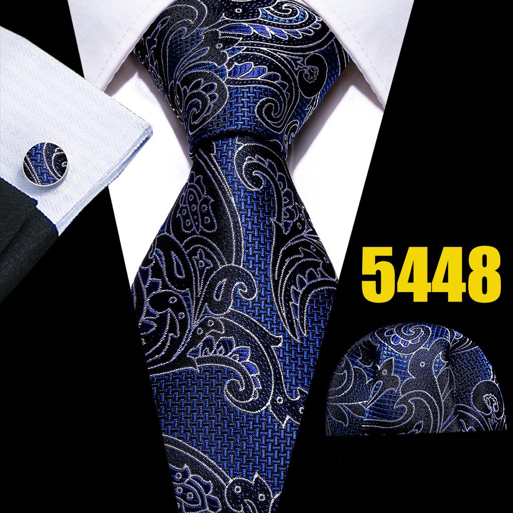 Barry.Wang Necktie Hankerchief Cufflinks Set Earth Yellow Paisley Jacquard Woven Wedding