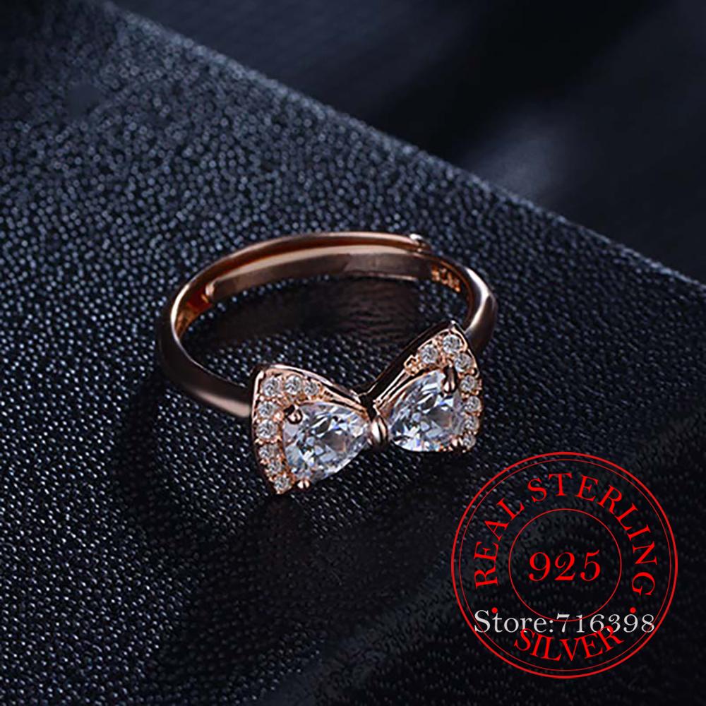 Кольца из стерлингового серебра S925 с бантом и цирконами AAA для женщин, модные, для свадьбы, помолвки, вечеринки, подарок, очаровательные украшения