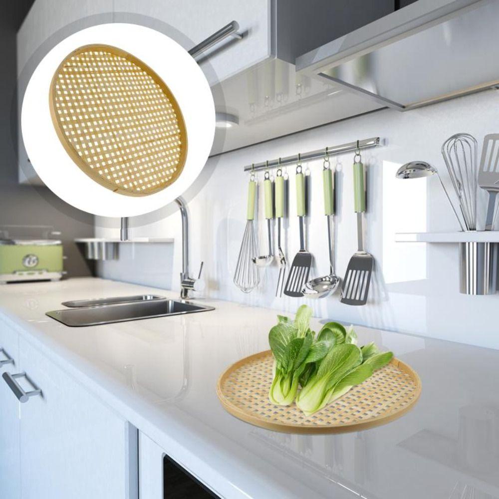 Woven Bamboo Products Fried Food Dim Sum Fruit Bamboo Sieve Food Tray Storage Basket Dustpan