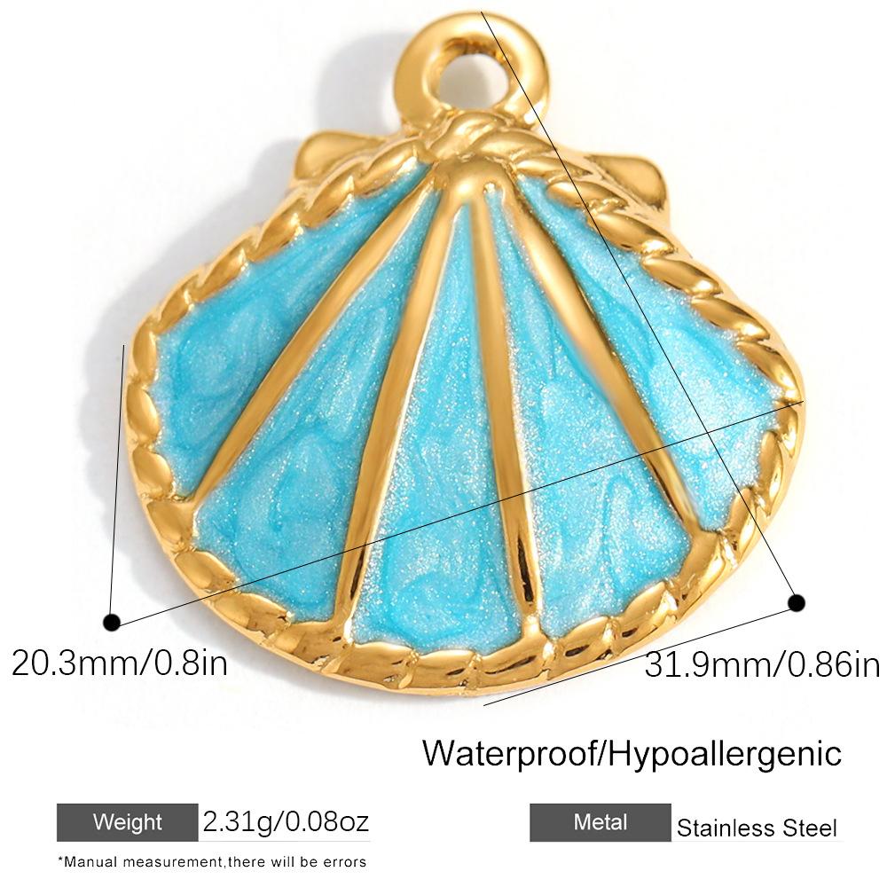 Summer Ocean Style Colorful Shell Starfish Charm Pendant 18K Gold Plated Stainless Steel Gift Jewelry