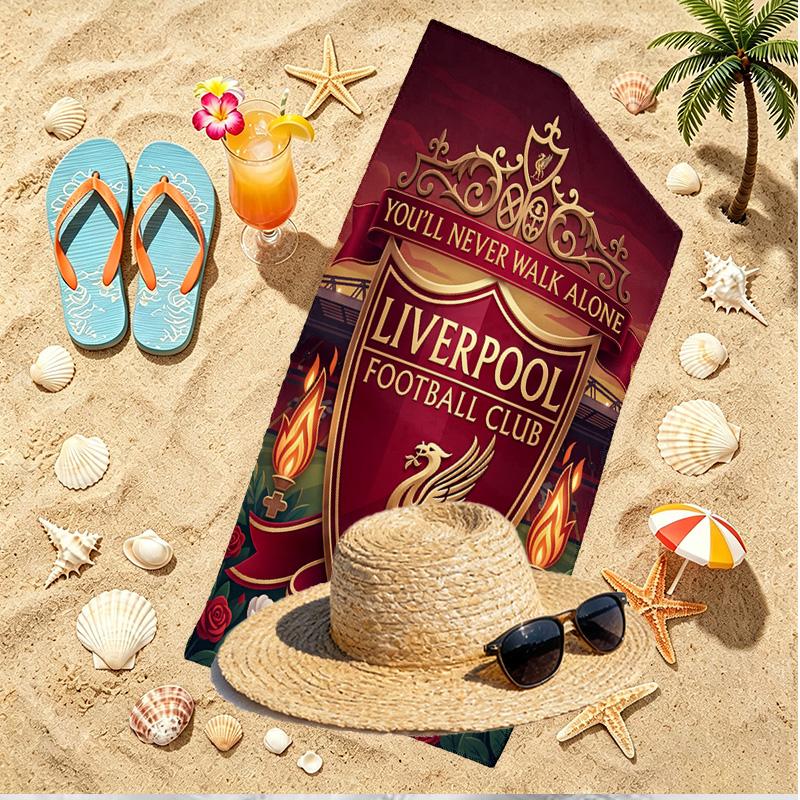 Liverpool Football Club Print Beach Towel, Versatile Lightweight Absorbent Beach Towel for Pool Surf Yoga Bathroom, Perfect Birthday Holiday Gift