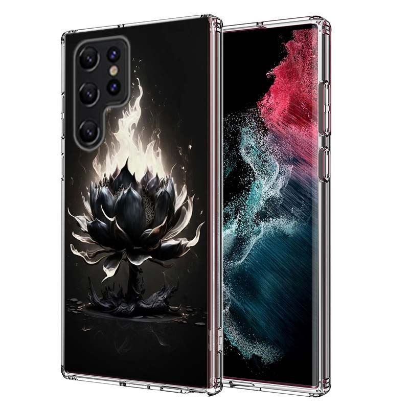 Buddhist Fire Lotus Capa Phone Case For Samsung S26 Ultra S25 Edge Galaxy S23 S21 S20 S24 FE S22 S10 Plus Cover Clear TPU Shell