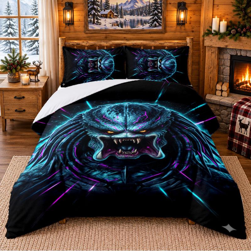 Predator Pattern Bedding 3Pcs Set Bed Sheet And Pillowcases For Indoor Bedroom