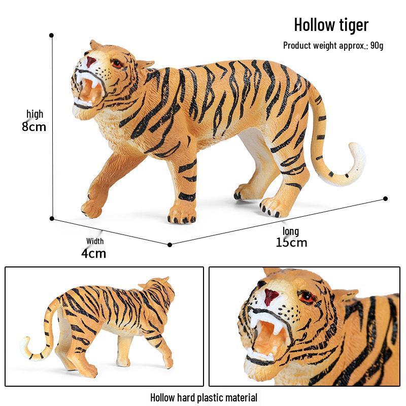 Kids' Wild Animal Figures: Lion, Tiger, Cow, Goat, Rhino, Horse, Leopard, Elephant - Plastic Educational Toys
