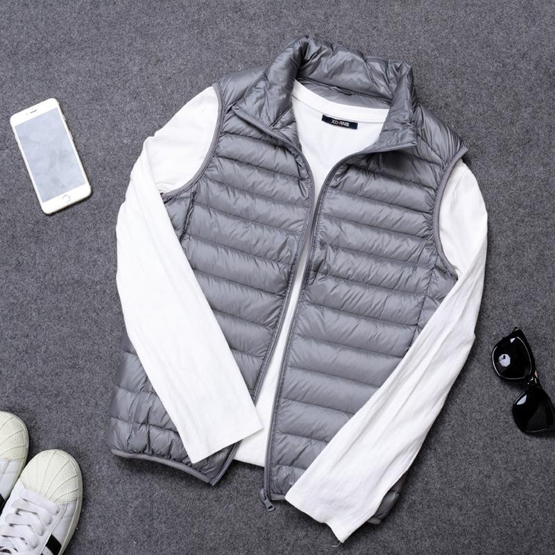 Autumn and Winter Men's Casual Lightweight Down Vest Down Warm Solid Sleeveless Jacket Men's Portable Pocket Vest