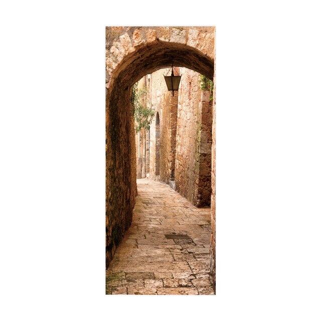 Дверные наклейки визуальное пространство пляжный коридор искусство водонепроницаемые обои гостиная спальня дверные обои ПВХ самоклеящиеся наклейки