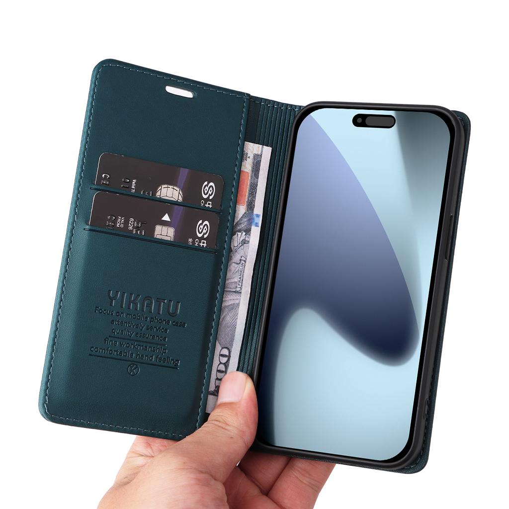 Чехлы для iPhone 17 Pro YIKATU Магнитная застежка Чехол для мобильного телефона из ПУ кожи