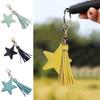1PC Lobster Clasp Key Ring Tassel Keychain Star Keyring Bag Pendant PU Leather Women Gift