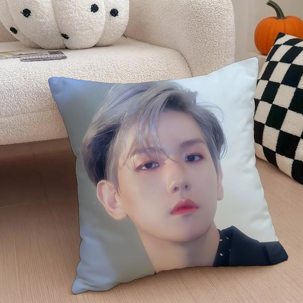 Classic Korean Handsome Singer BByun Baekhyun Cushion Cover Throw Pillow Cover Hidden Button Durable Polyester Chair Cushion