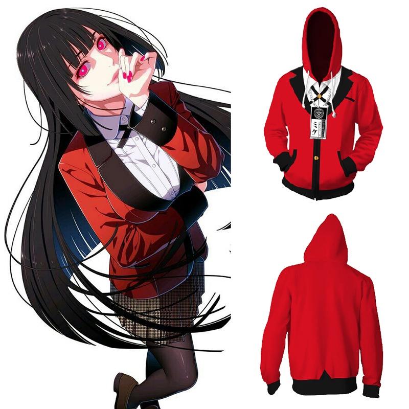 Яркое красно-черное худи Kakegurui Jabami Yumeko с изысканным исполнением