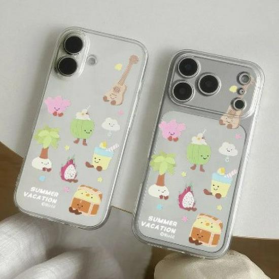 Чехол "Космический Дракон Ракушка Кокосовая Пальма": Совместим с Apple 17 Pro Max/16, Прозрачный, Ударопрочный для 14/13 Pro