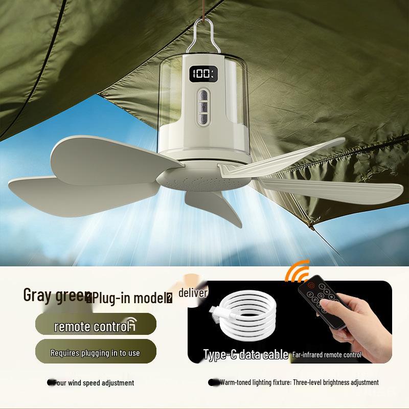 Rechargeable Silent Ceiling Fan with USB Night Light for Dorms and Outdoor Camping