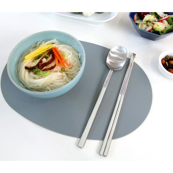 French Blanc Ceramic Color Premium Cutlery Set for 2, Cream, Gray, 2 Spoons + 2 Pairs of Chopsticks, Korean Popular Tableware