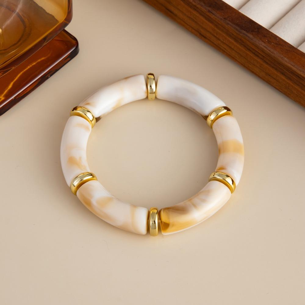 Splicing Bamboo Acrylic Bracelets Leopard Print Geometric Bracelets Curved Tube Bangle Lady Gifts