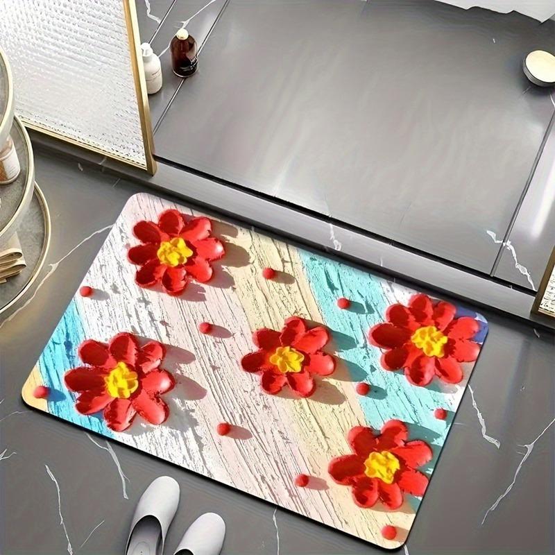 Three-dimensional Flower Diatom Mud Floor Mat Bathroom Carpet Toilet Footpad Super Absorbent Washstand Mats Home Entry Decor Rug