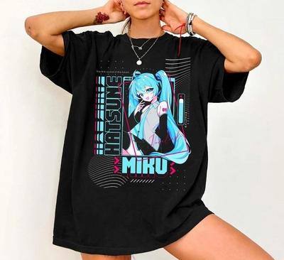 Футболка Хацунэ Мику, Аниме Футболка Vocaloid, Футболка Виртуальной Певицы, Мерч Хацунэ