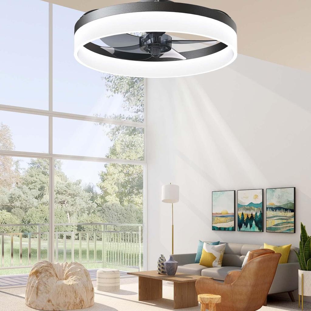 IRALAN Modern LED Ceiling Fan with Light Silent Motor with Remote Control Ceiling Lamps for Room Kitchen Living Room Lights