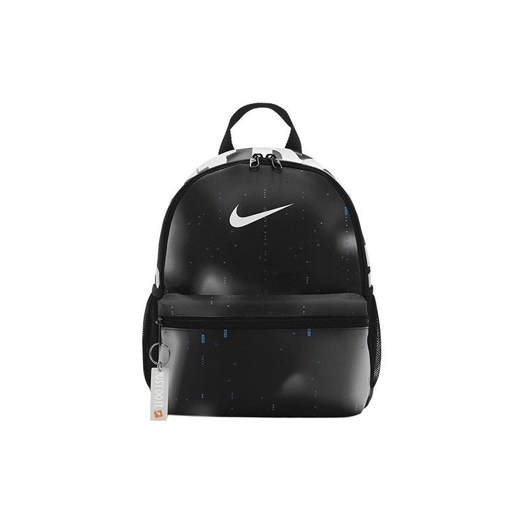 Nike Брелок-рюкзак Brasilia JDI Series с логотипом, застежкой-молнией, из полиэстера, мини-рюкзак для женщин, черный DR6095-010