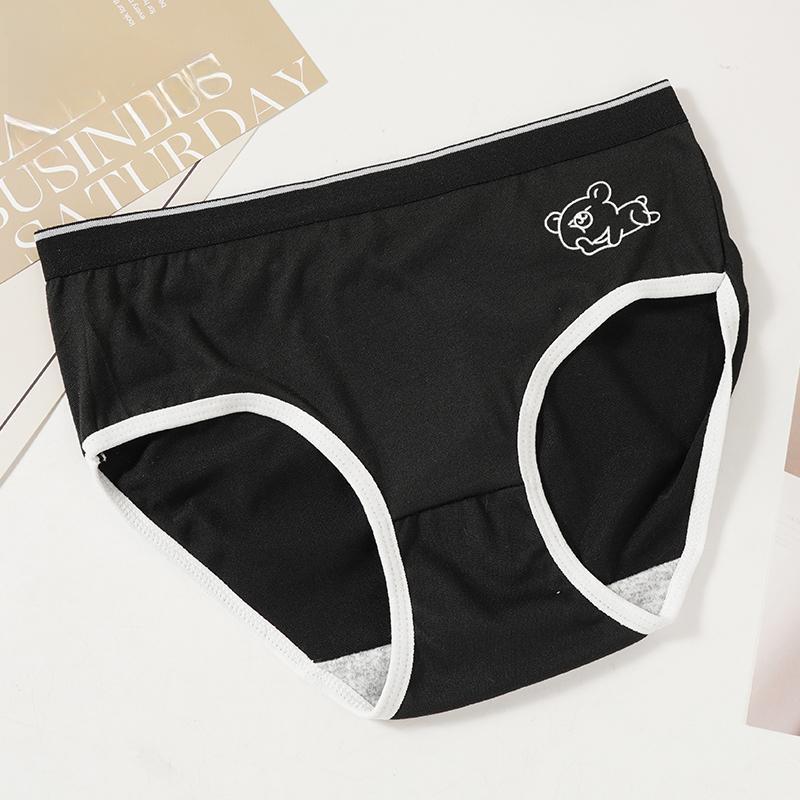 Women's Bear Mid-rise Seamless Comfort Triangle Pants Breathable Antibacterial Panties