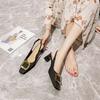 Baotou sandals women's medium heel 2025 new summer thick heel single shoes gentle fairy style French square head high heels